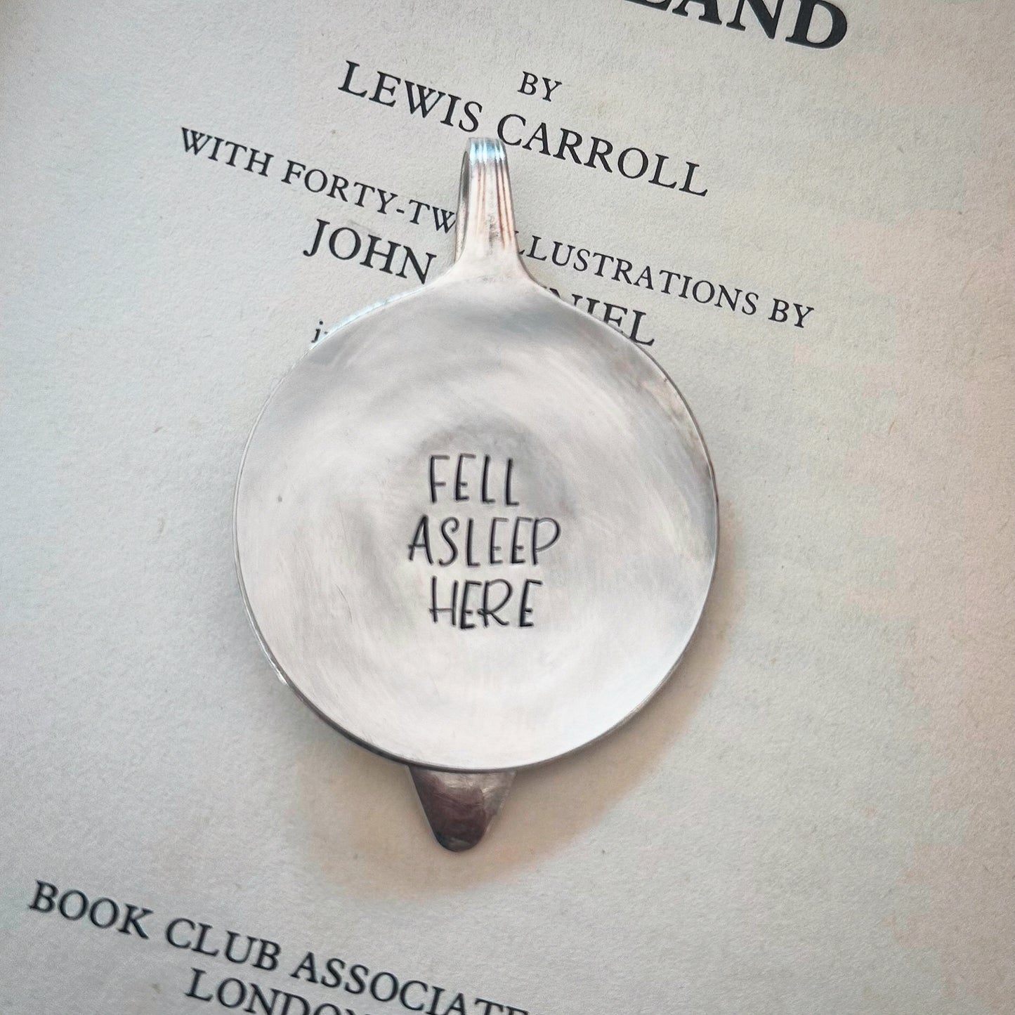 Vintage spoon bookmark FELL ASLEEP HERE