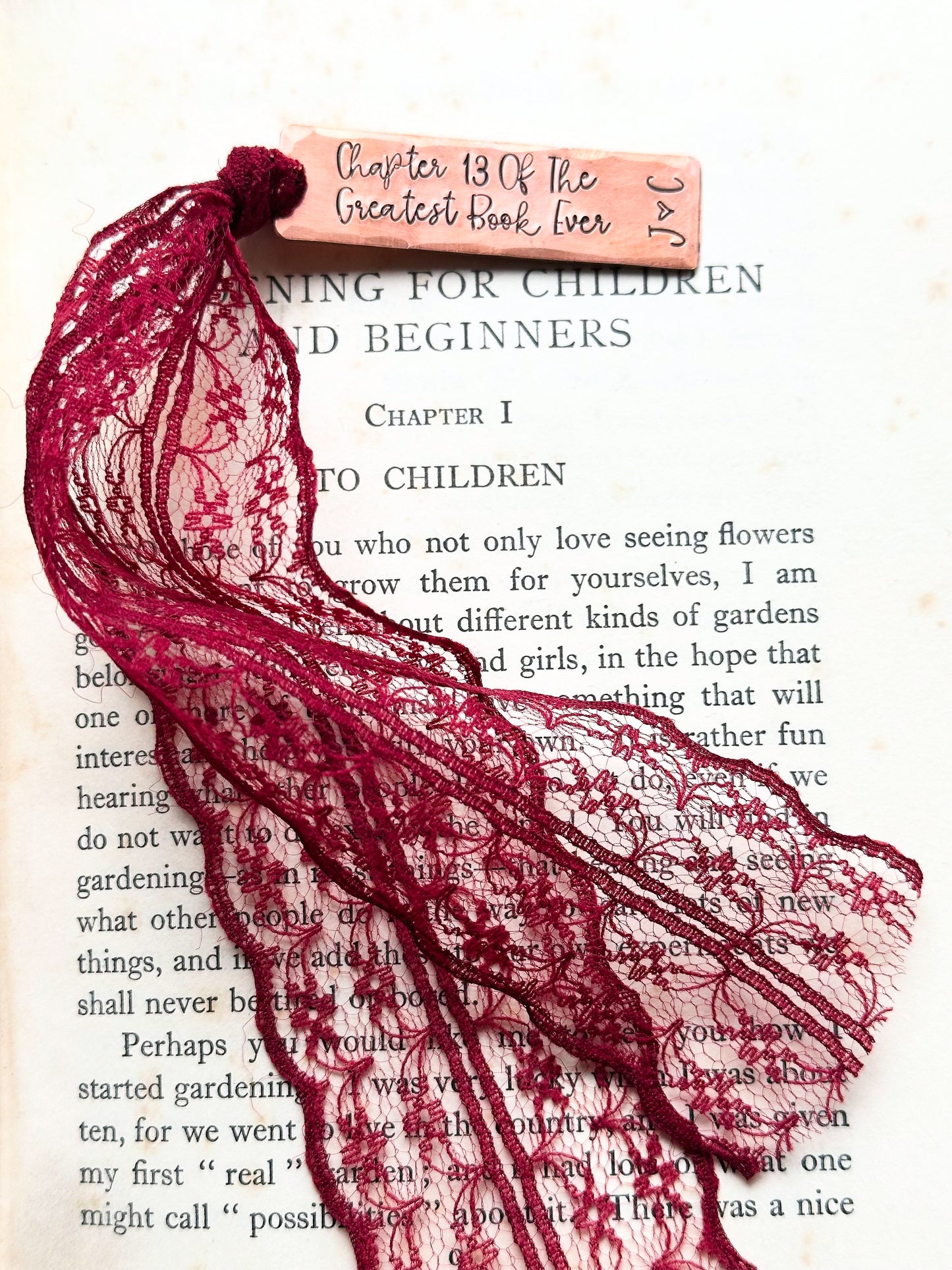 Traditional 13 year lace anniversary bookmark