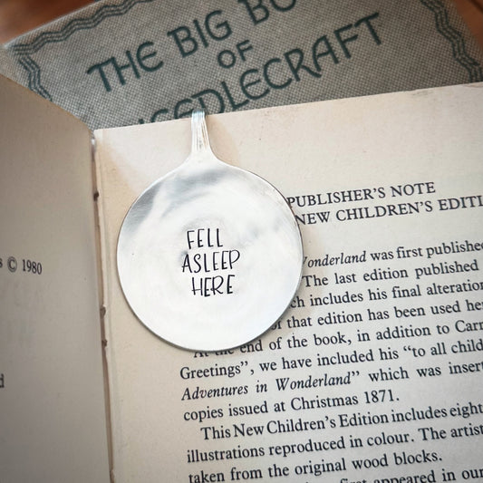 Vintage spoon bookmark FELL ASLEEP HERE
