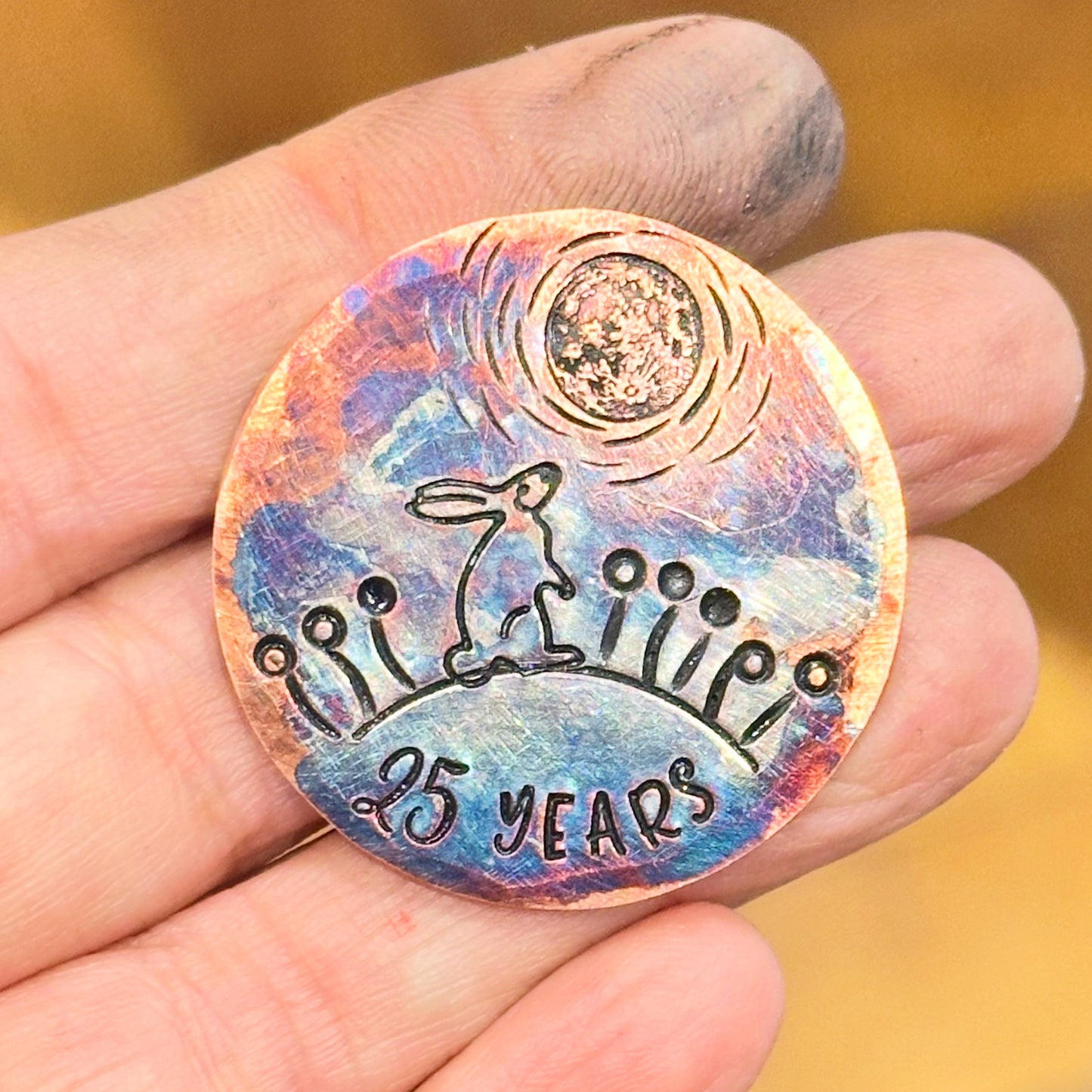 Personalised hare & moon milestone recovery medallion Sobriety coin chip token custom AA