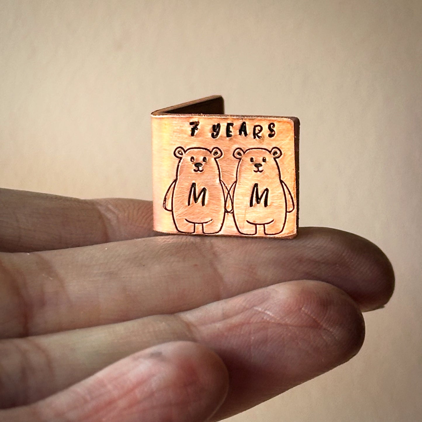 Personalised copper wedding anniversary card. Custom traditional 7 year gift