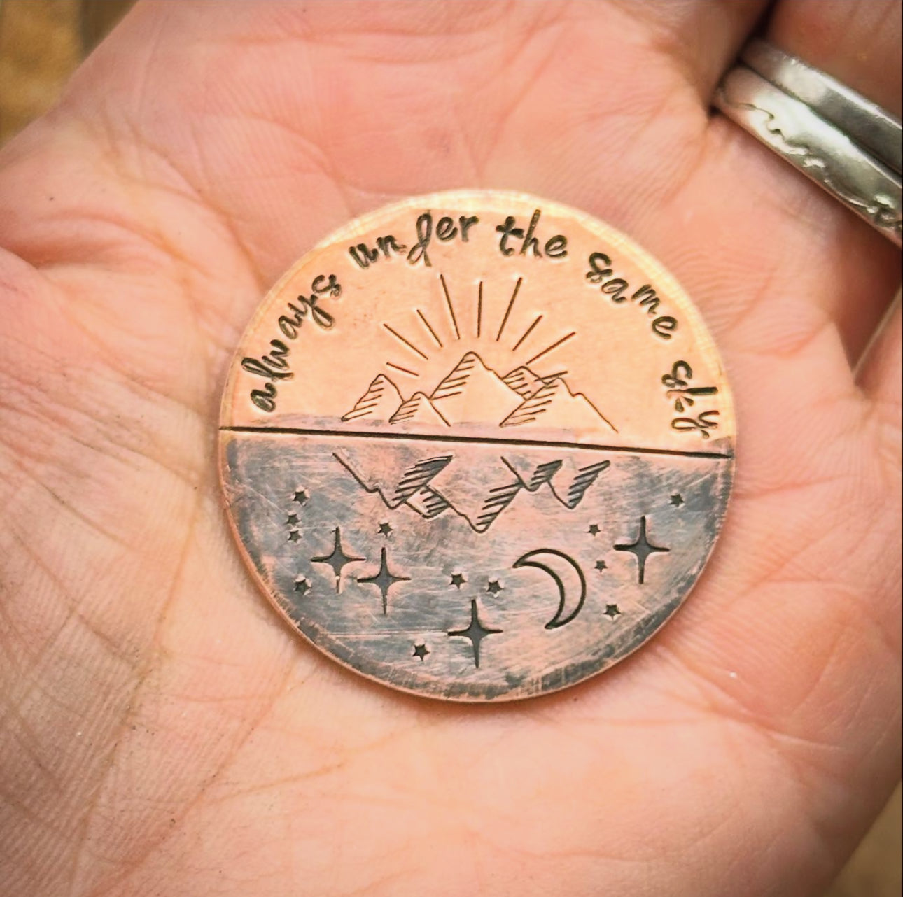 Always under the same sky Pocket token Long Distance gift