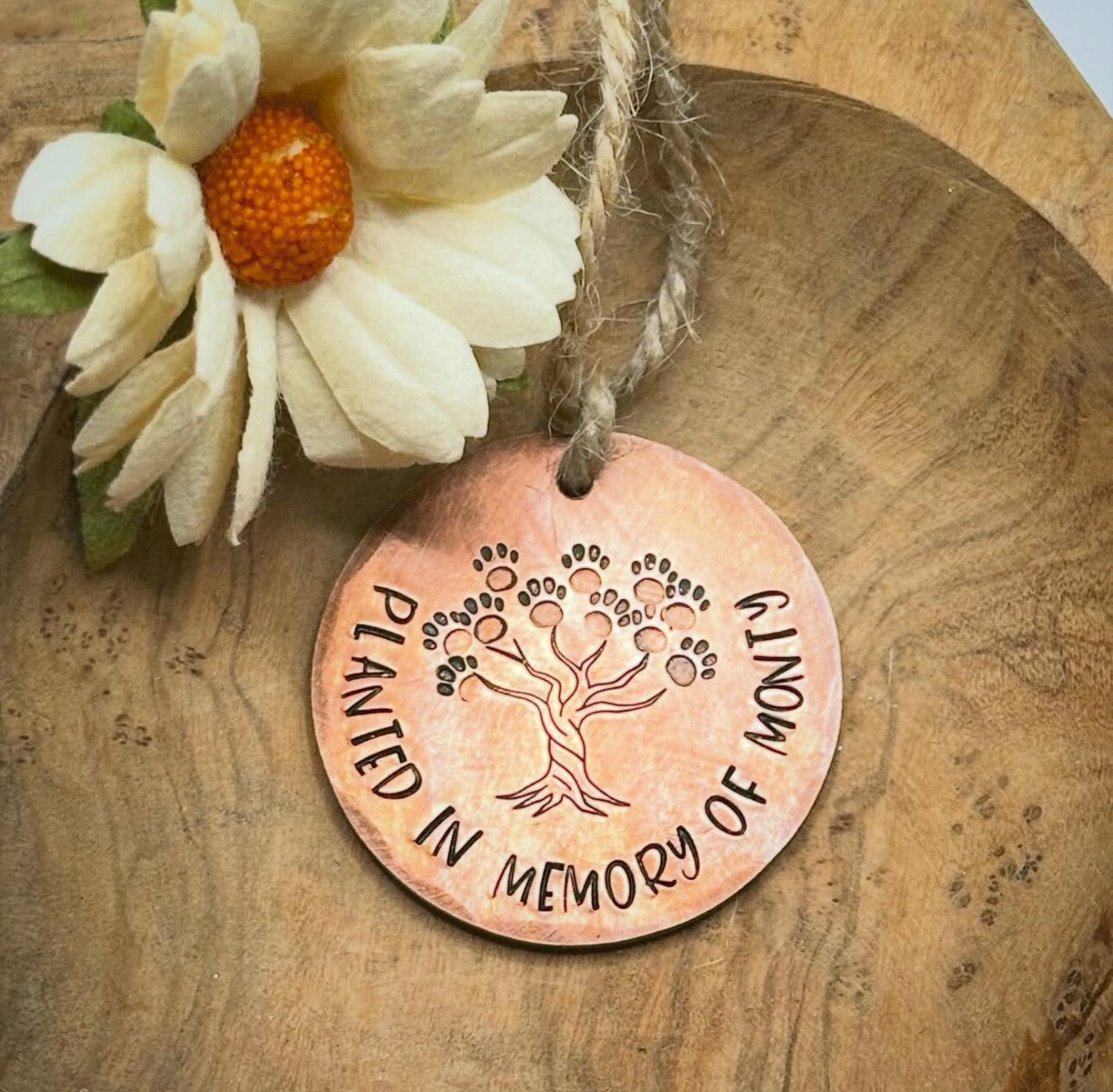 Personalised PLANTED IN MEMORY Pet Tree Hanging Memorial charm Dog Cat loss