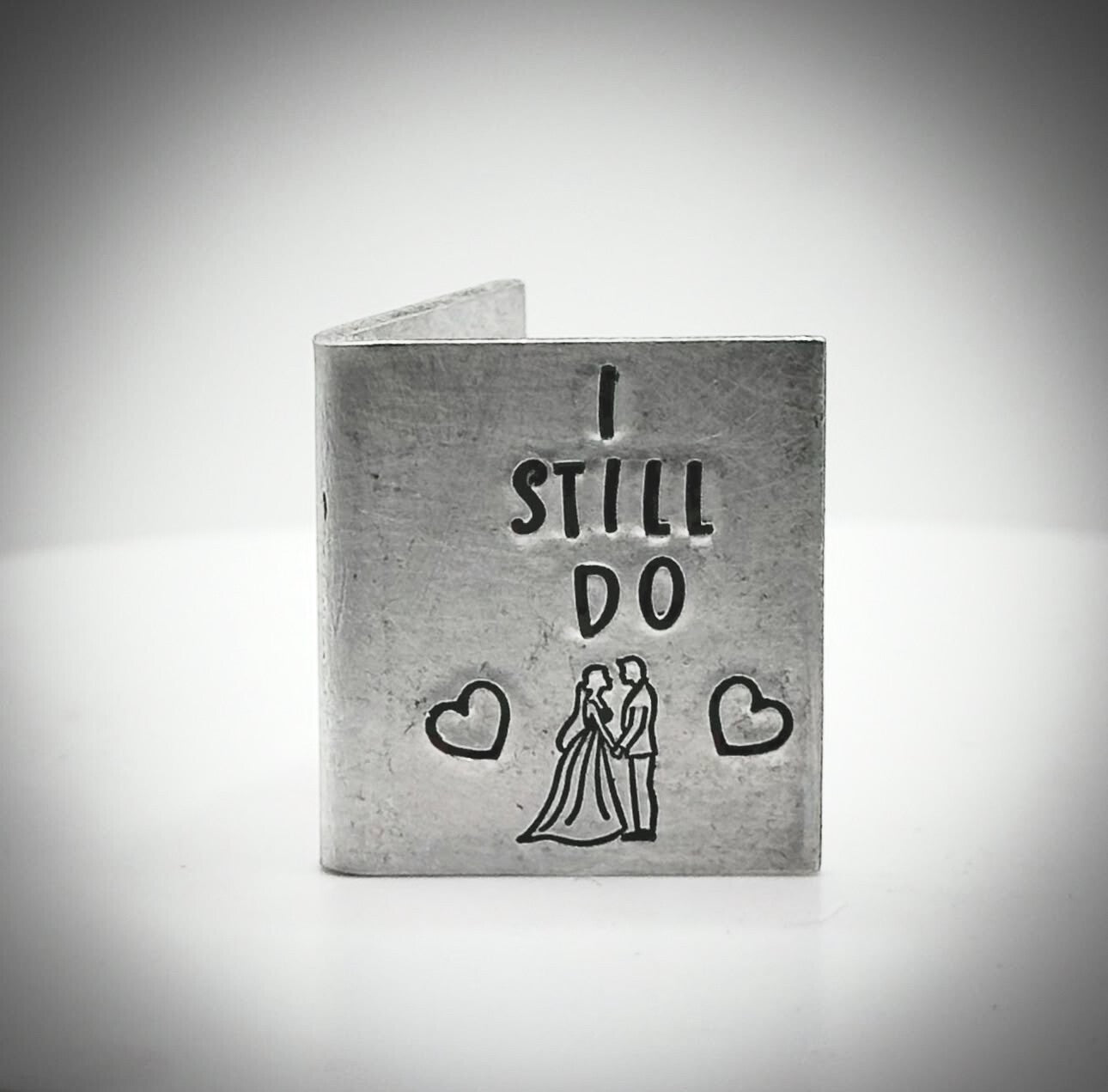 Personalised minature Traditional Aluminium 10th wedding anniversary card Gift