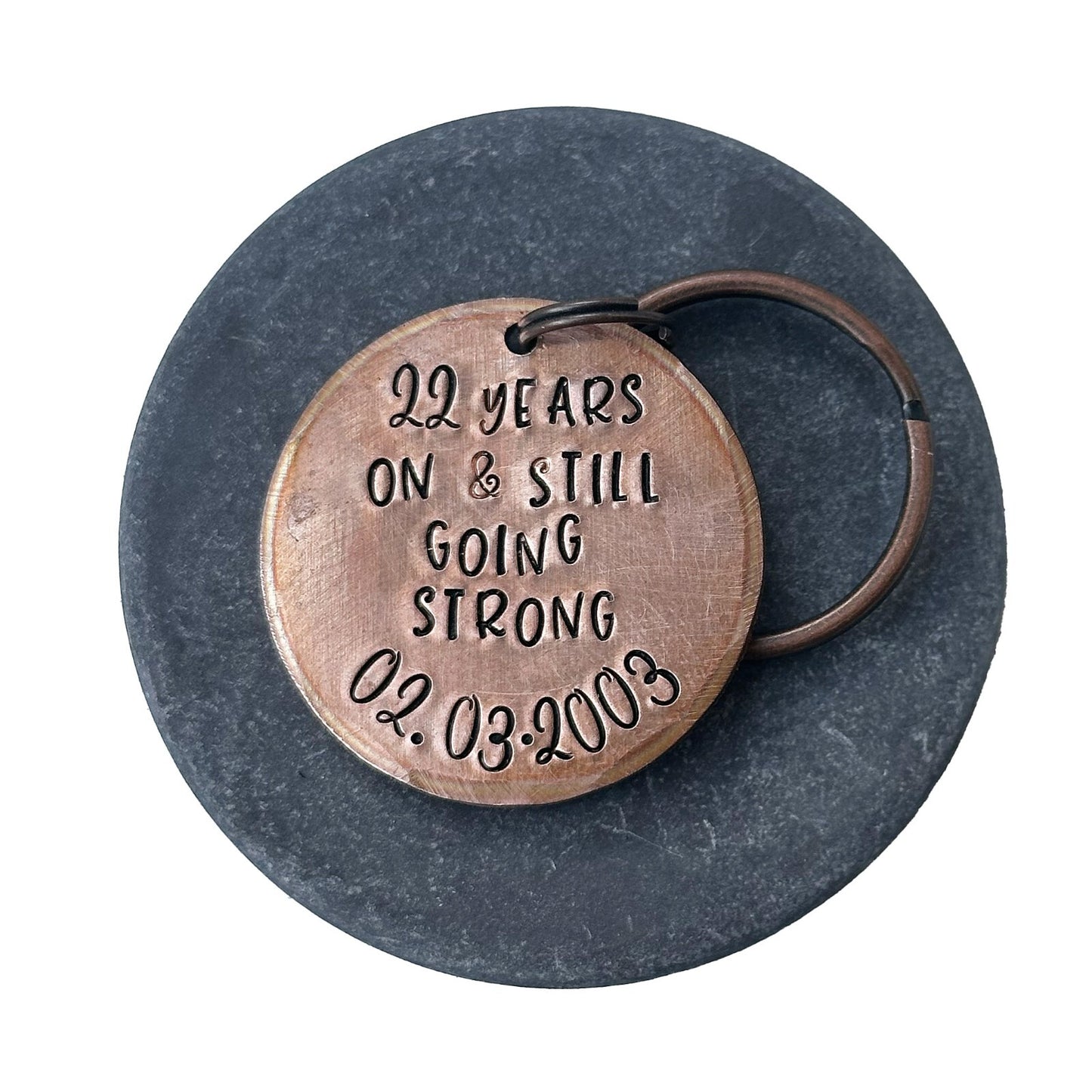 Copper metal keychain personalized anniversary gift