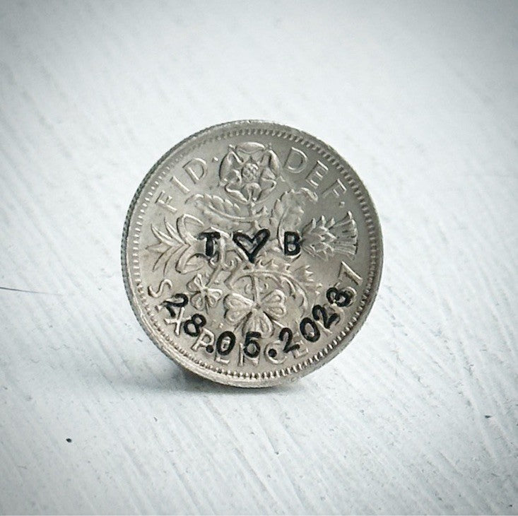 PERSONALISED Wedding Sixpence Vintage Coin Sixpence For Her Shoe Bride Gift
