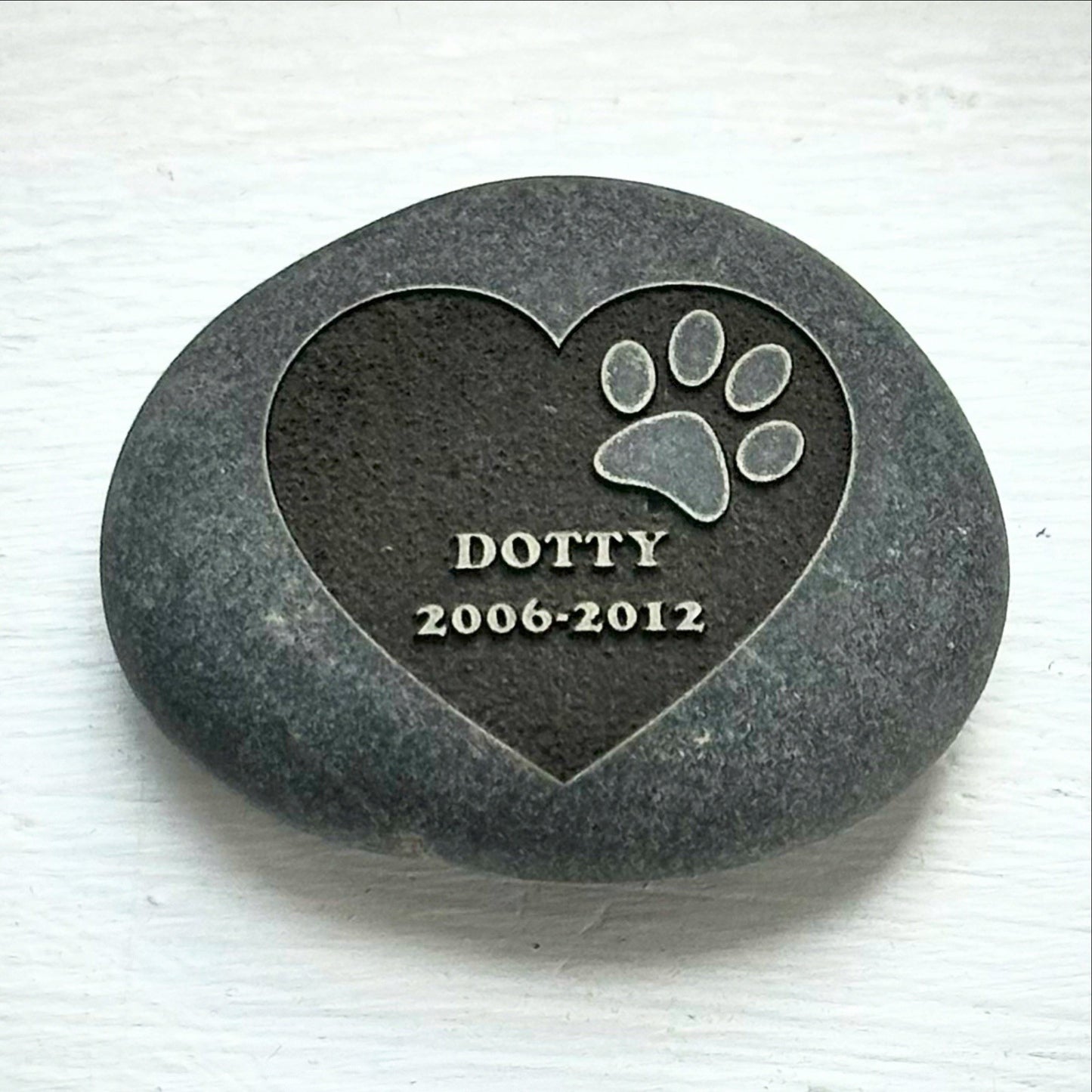 Personalised Pet Memorial Deep Engraved Pocket Pebble Loss Custom Paw Print