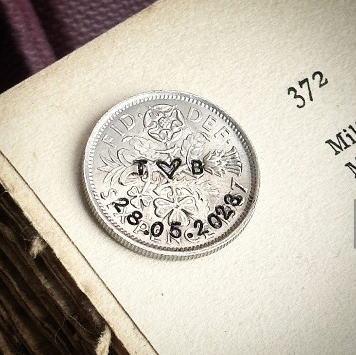 PERSONALISED Wedding Sixpence Vintage Coin Sixpence For Her Shoe Bride Gift