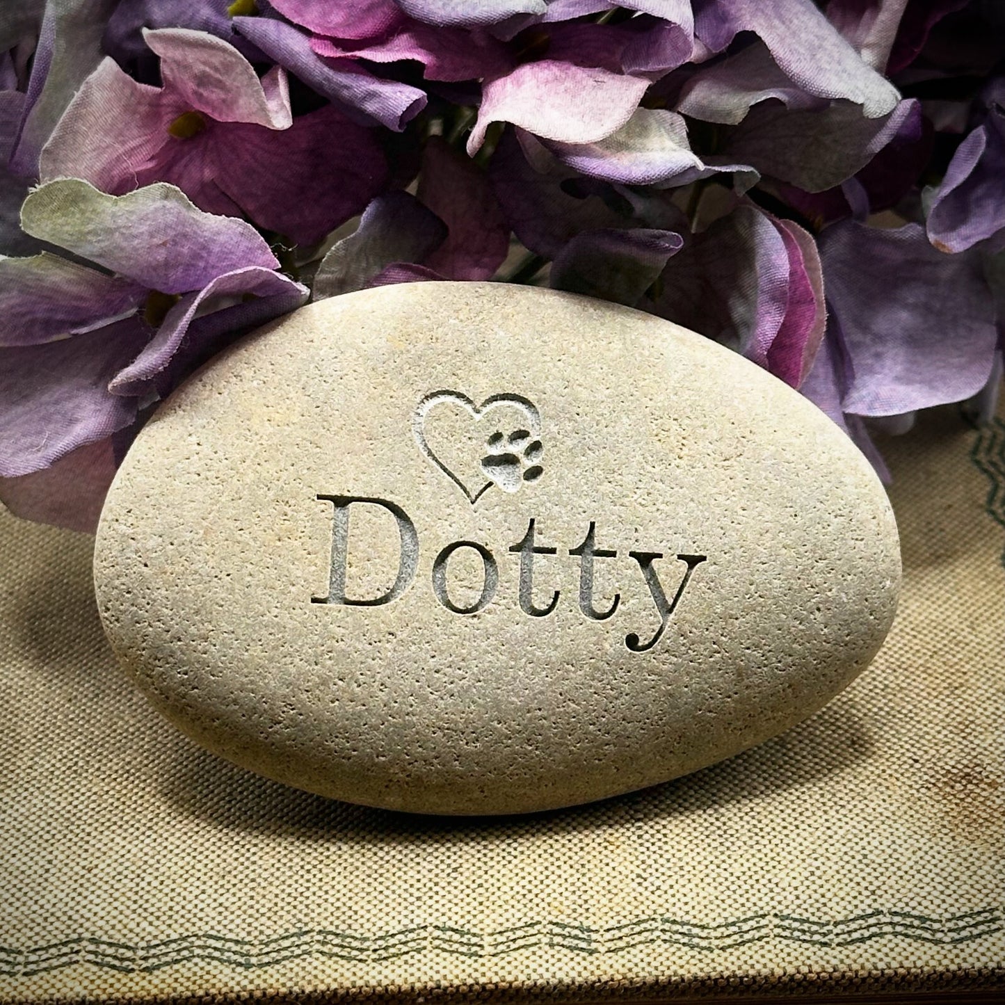 Personalised Pet Memorial Deep Engraved Pocket Pebble Loss Custom Paw Print