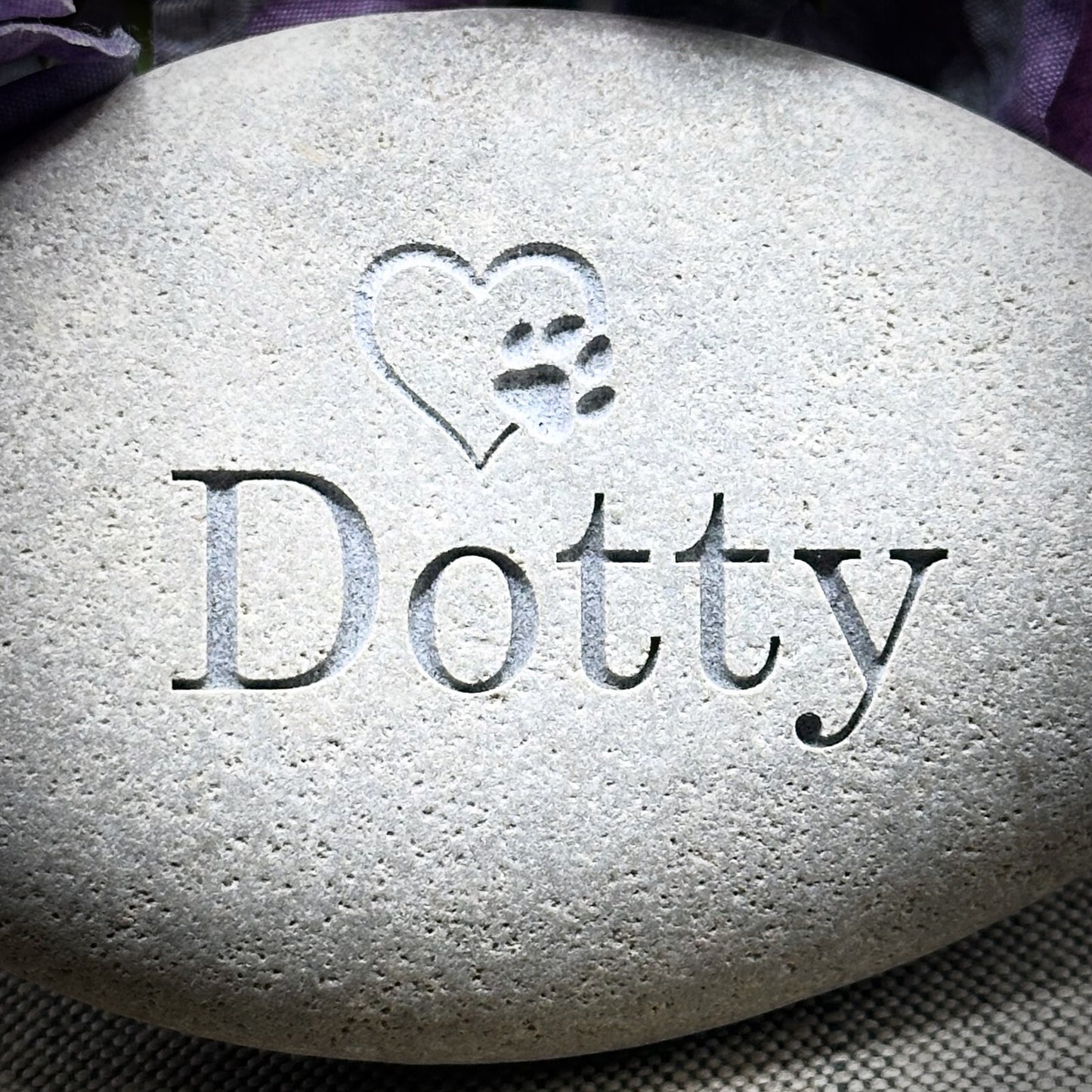 Personalised Pet Memorial Deep Engraved Pocket Pebble Loss Custom Paw Print