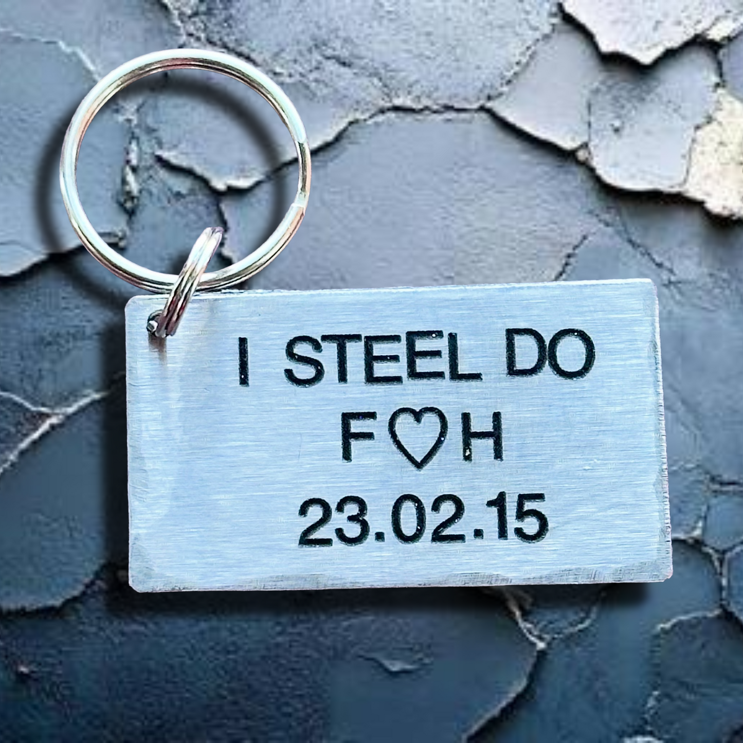 I STEEL DO Traditional Steel personalised Wedding Anniversary Birthday Gift for Husband Wife Keychain