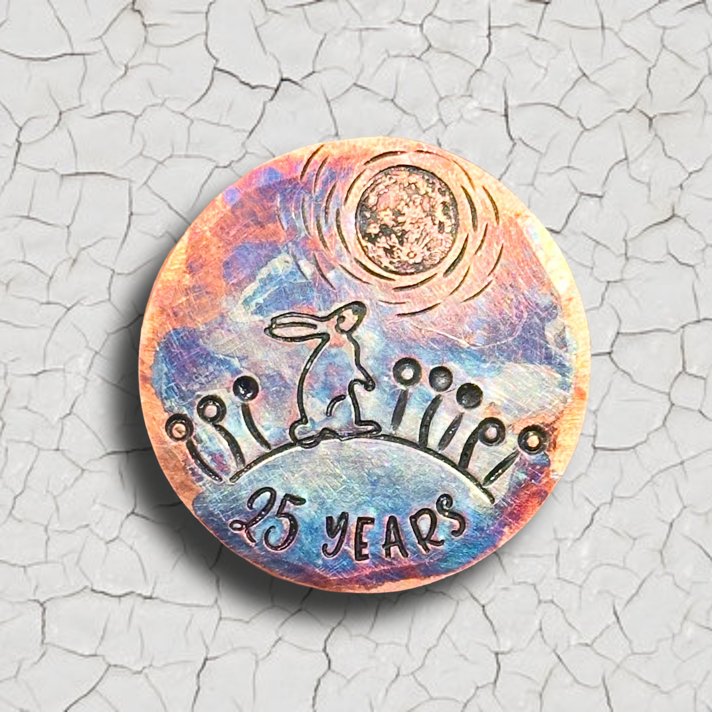 Personalised hare & moon milestone recovery medallion Sobriety coin chip token custom AA