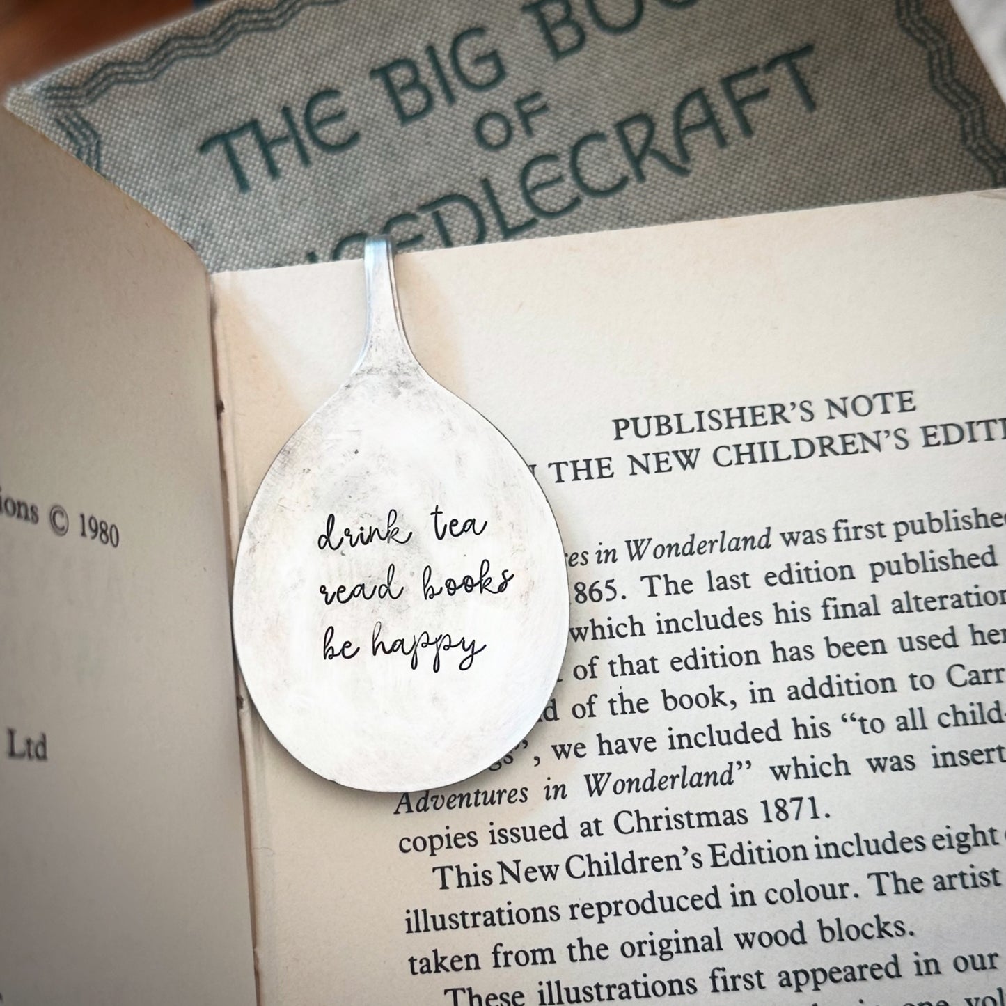 DRINK TEA. READ BOOKS. BE HAPPY. Vintage spoon bookmark