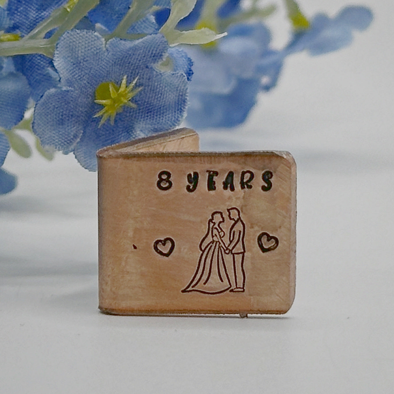 Personalised bronze wedding anniversary card. Custom traditional 8 year gift Bride and Groom