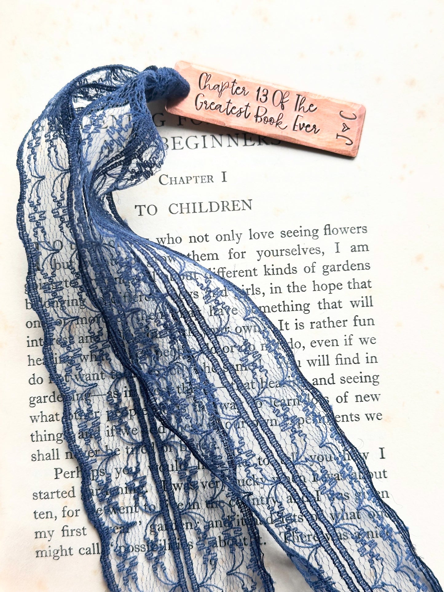 Traditional 13 year lace anniversary bookmark