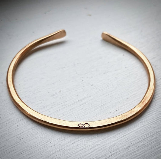 Bronze skinny cuff bracelet bangle. 8 year infinity sign traditional wedding anniversary gift