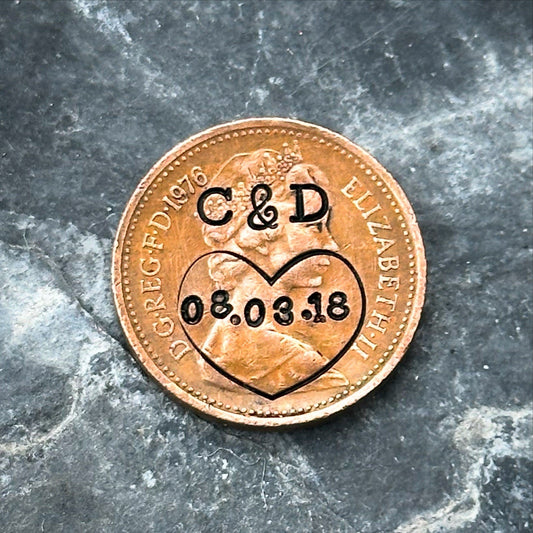 Personalised 1p Traditional copper 7th 9th 22nd Wedding Anniversary Gift