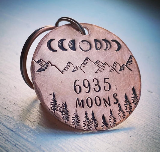 19th Bronze moon phase Wedding Anniversary Gift Husband Wife Keychain Keyring