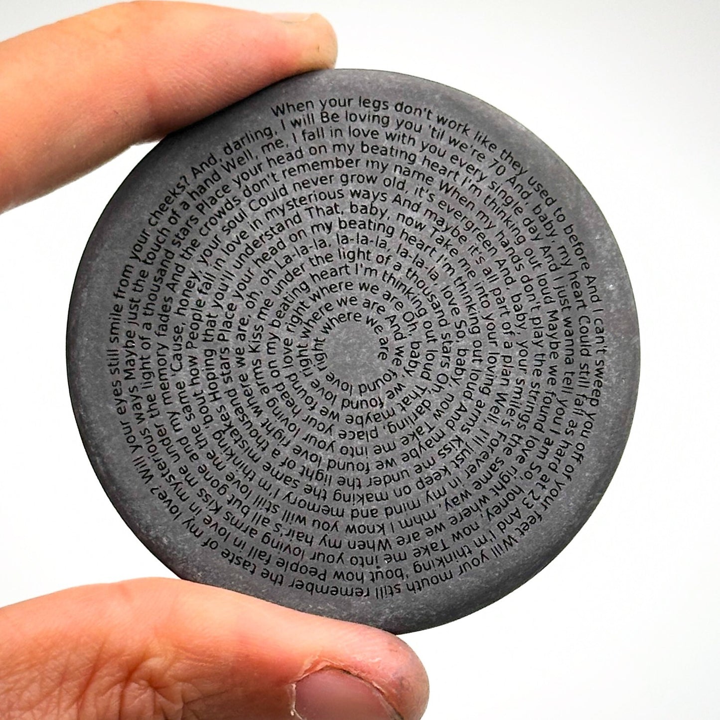 PERSONALISED SONG LYRICS ENGRAVED ON SLATE DISC. WEDDING SONG FIRST DANCE