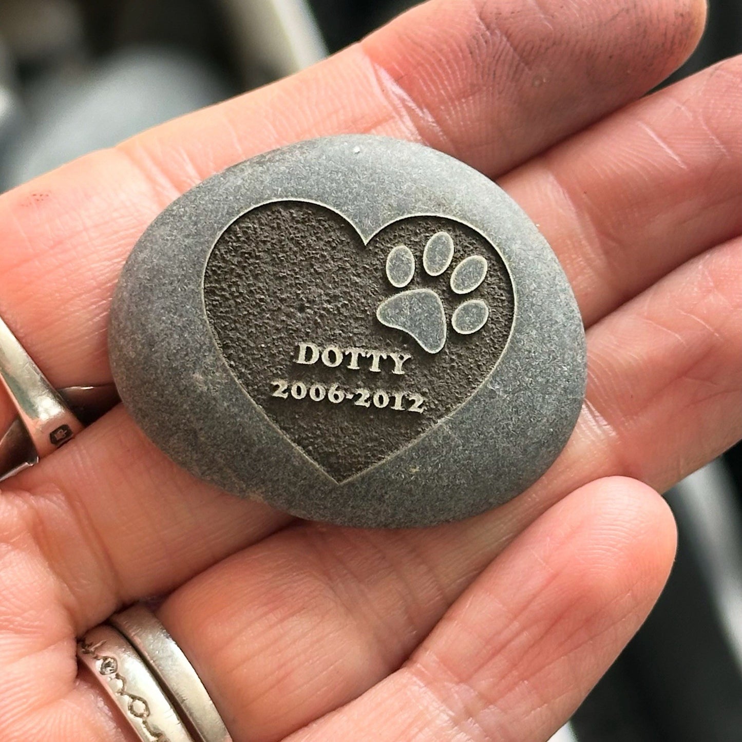 Personalised Pet Memorial Deep Engraved Pocket Pebble Loss Custom Paw Print