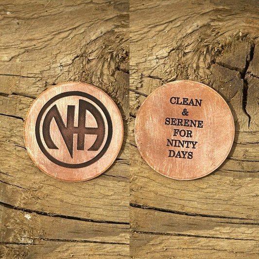Personalised NA milestone recovery Sobriety coin chip token Clean & Serene