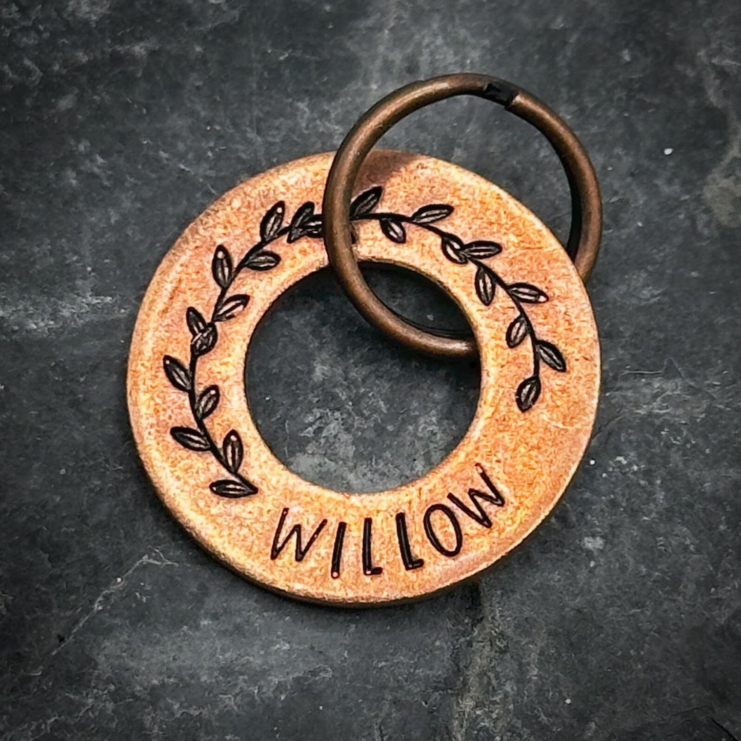 Personalised Pet Disc Dog puppy ID Tag Washer silver steel Ring spinner