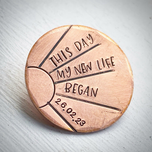 My New Life Began Personalised Sobriety Coin Chip Recovery Medallion Token