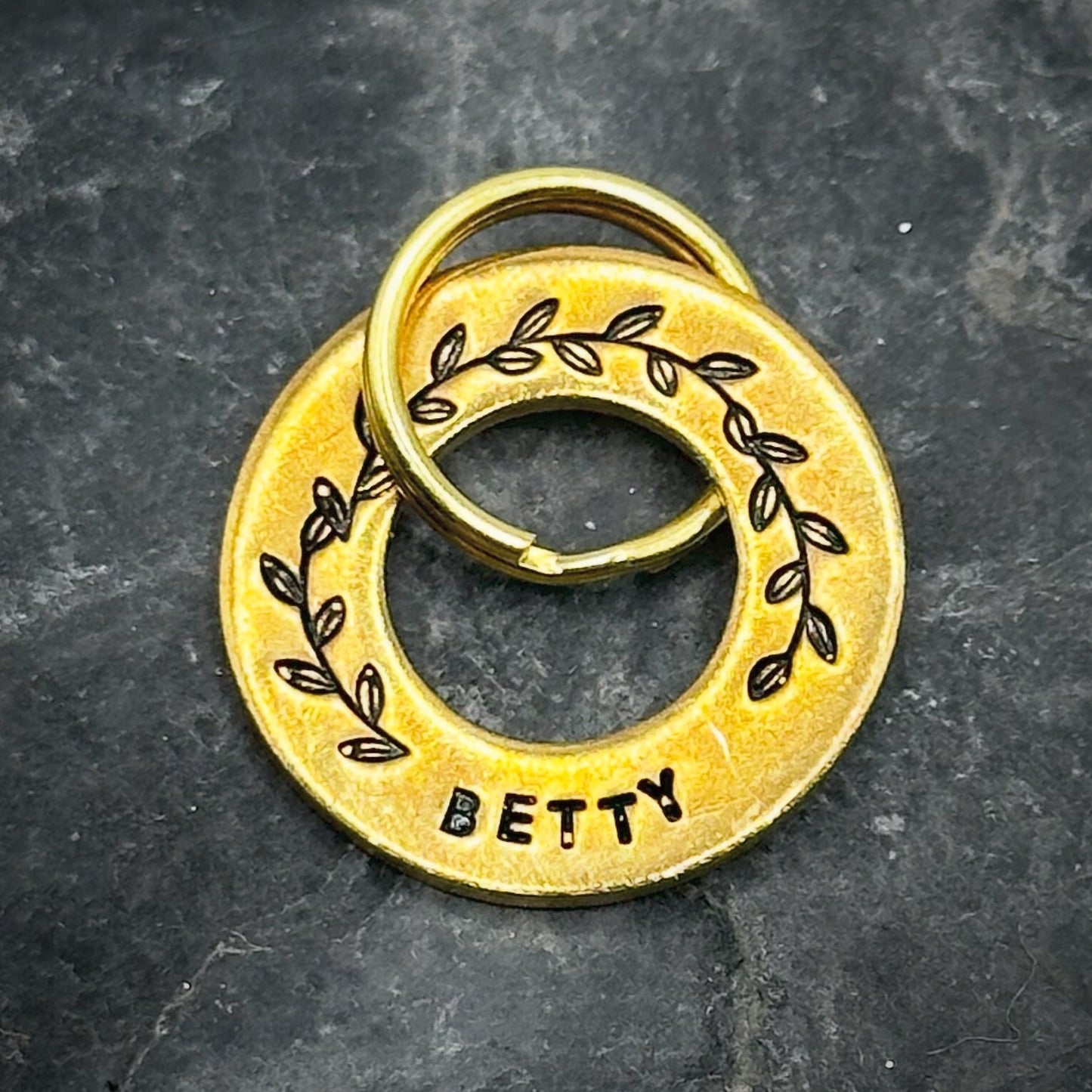 Personalised Pet Disc Dog puppy ID Tag Washer silver steel Ring spinner