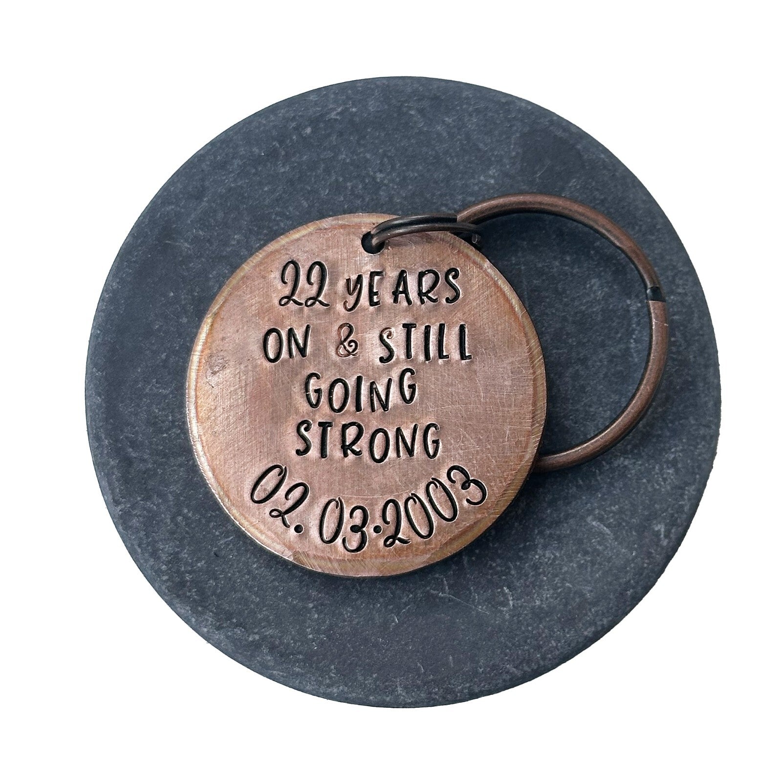Copper metal keychain personalized anniversary gift
