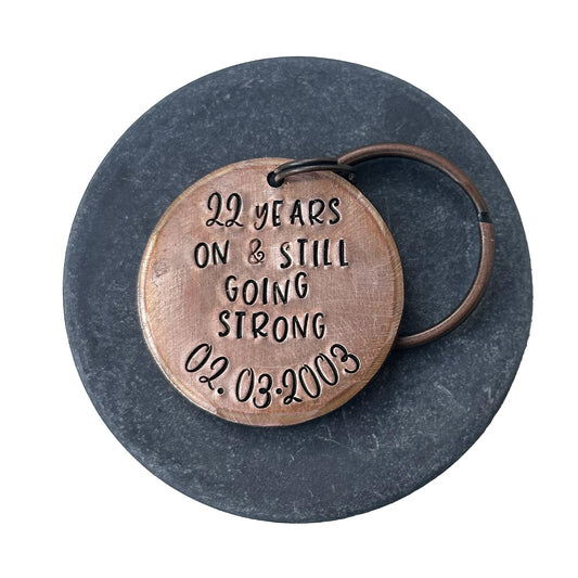 Copper metal keychain personalized anniversary gift