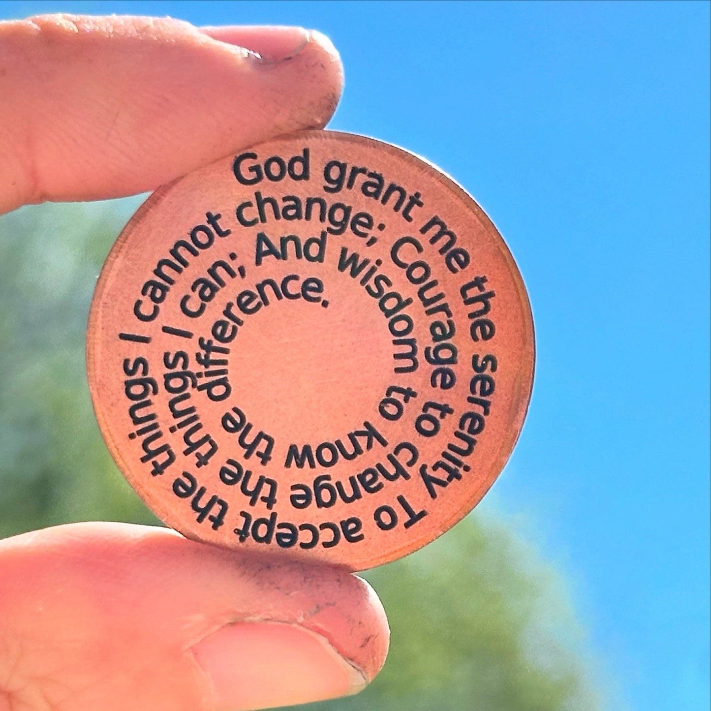 Serenity Prayer Pocket Token Copper Coin. AA Recovery Sobriety Gift