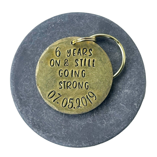 Personalized metal keychain anniversary token