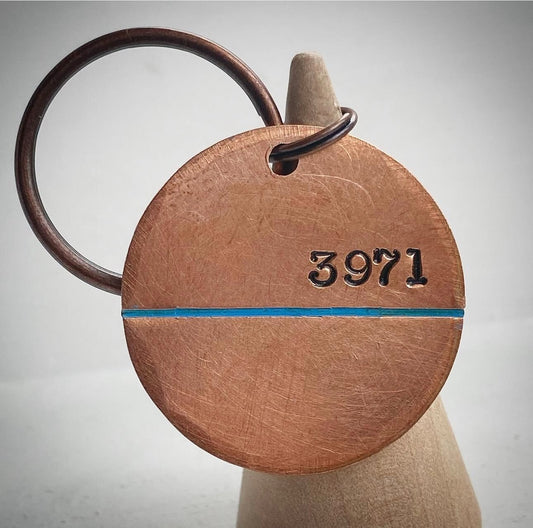 PERSONALISED THIN BLUE LINE Police officer Keychain Keyring unique gift