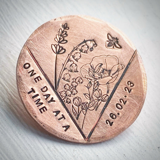 ONE DAY AT A TIME Personalised Sobriety Coin Chip Recovery Medallion Token