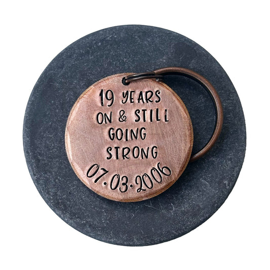 Personalized 19 year anniversary keychain gift