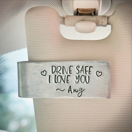 Personalised Drive Safe I Love You Car Visor Charm Accessory New Driver Gift