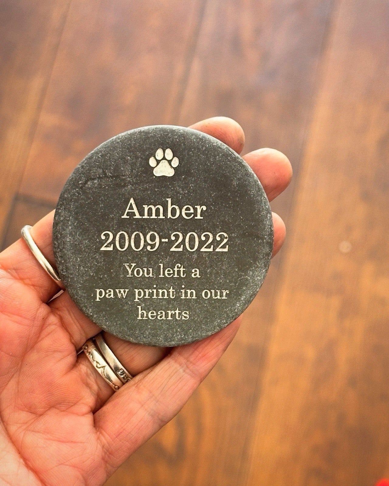 Personalised Pet Memorial Deep Engraved slate Dog Cat Loss Custom Paw Print