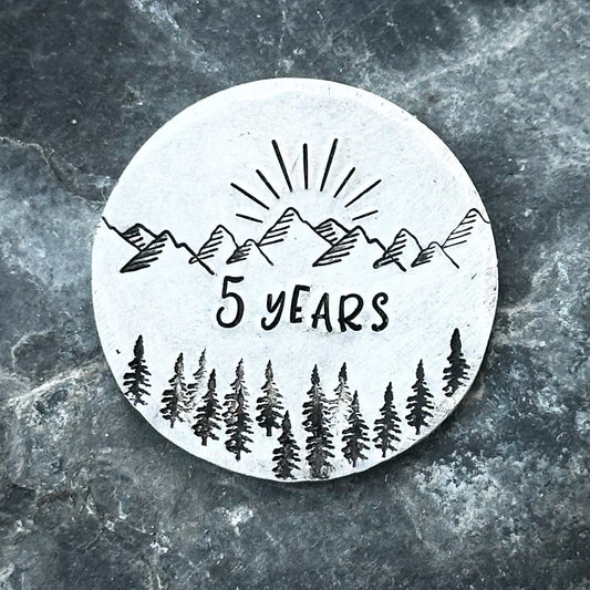 Personalised milestone Sobriety Coin Chip Recovery Medallion Token 1 year 2 year