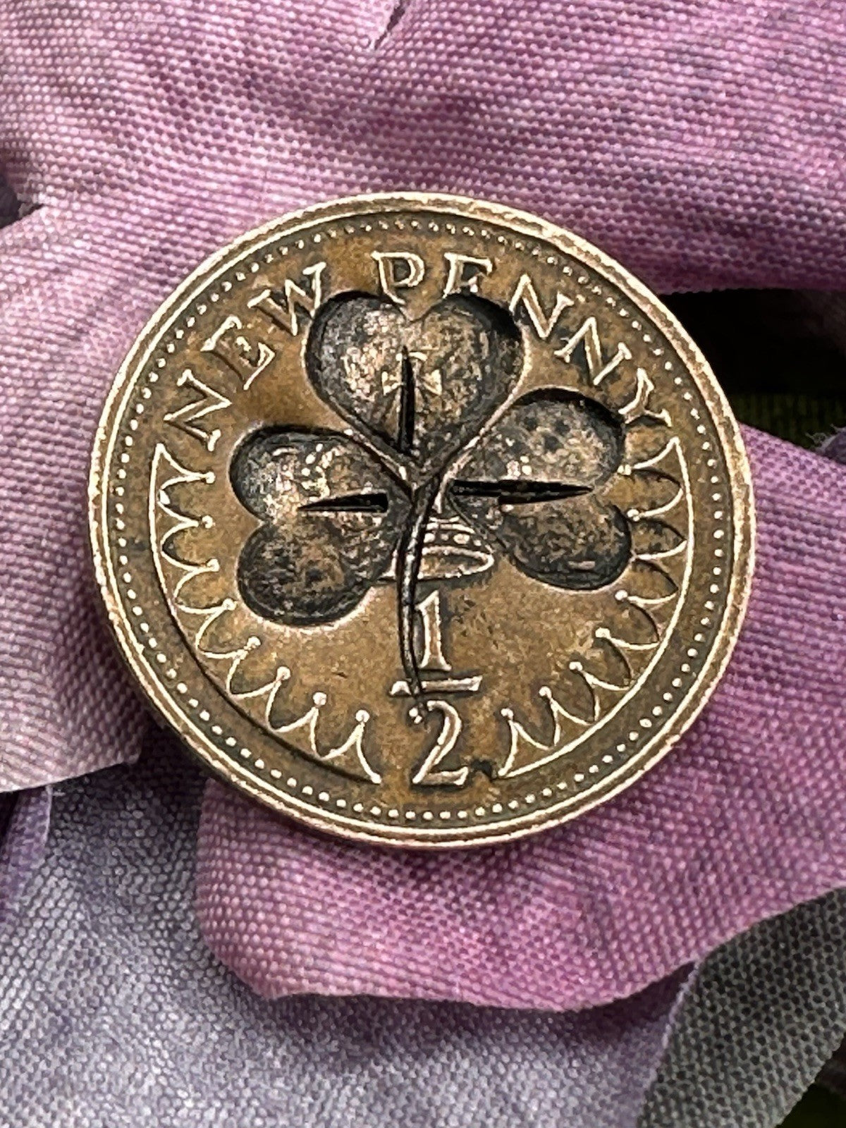 Good Luck Lucky Vintage Half Penny Clover Shamrock Gift Exam Driving Keepsake