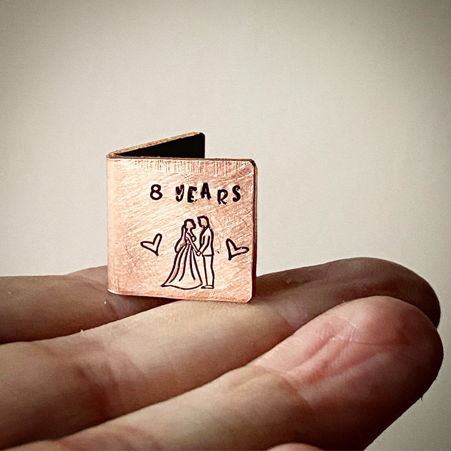 Personalised minature 8 YEARS bronze wedding anniversary card LGBTQ Bride  Groom