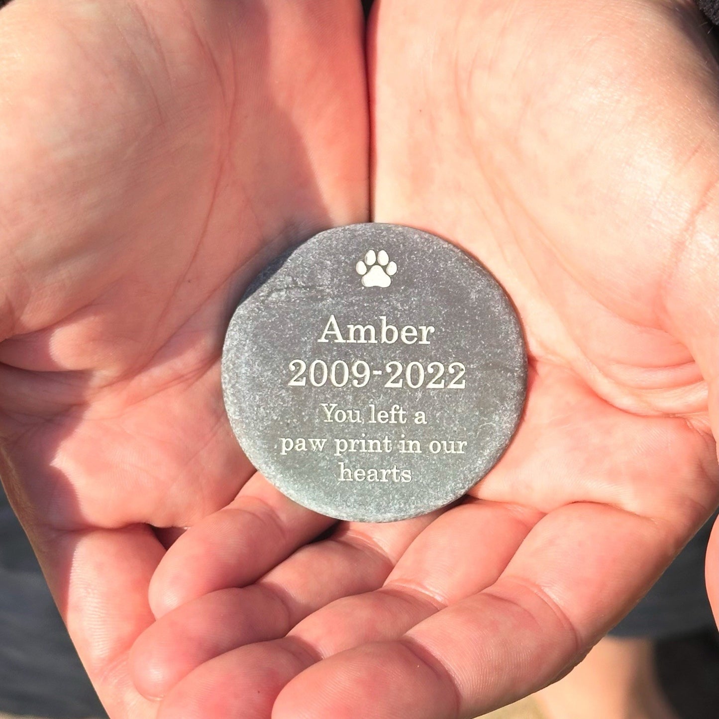 Personalised Pet Memorial Deep Engraved slate Dog Cat Loss Custom Paw Print