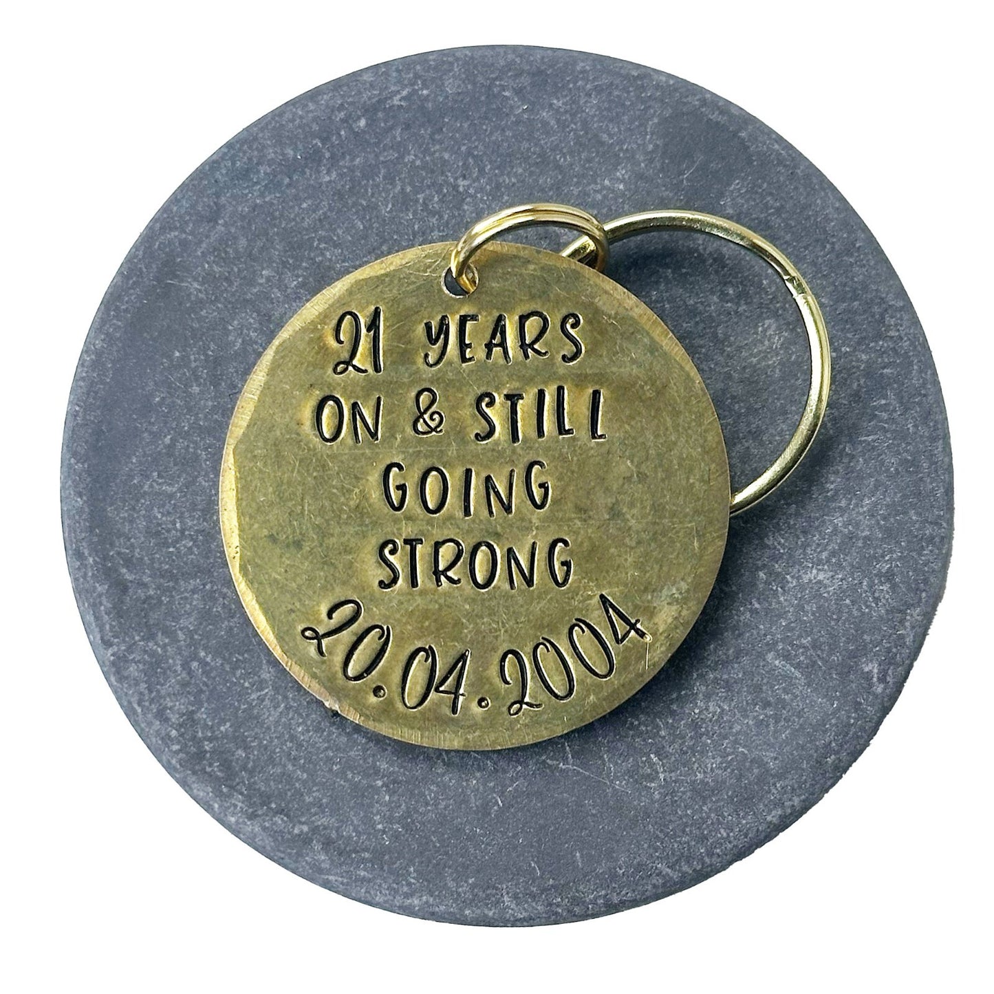 Personalized anniversary gift keychain with date