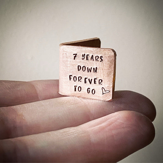 Personalised minature 7 YEARS Copper wedding anniversary card Gift For Wife