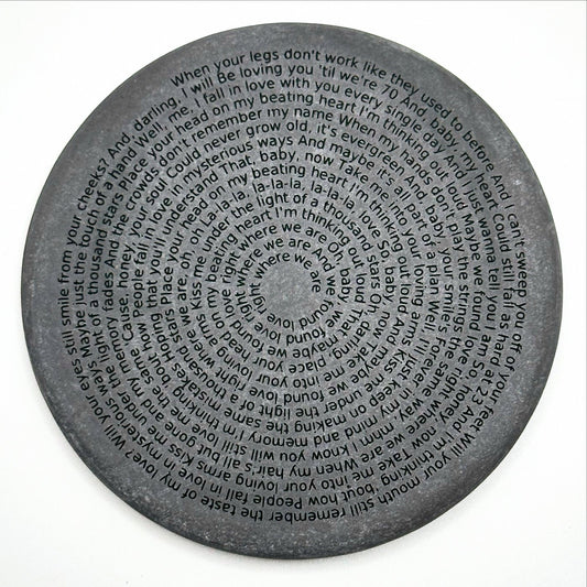 PERSONALISED SONG LYRICS ENGRAVED ON SLATE DISC. WEDDING SONG FIRST DANCE