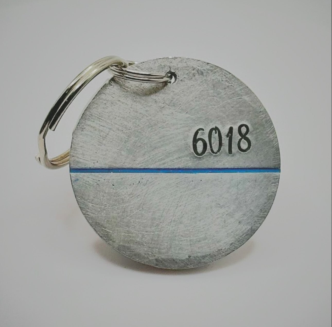 PERSONALISED THIN BLUE LINE Police officer Keychain Keyring unique gift